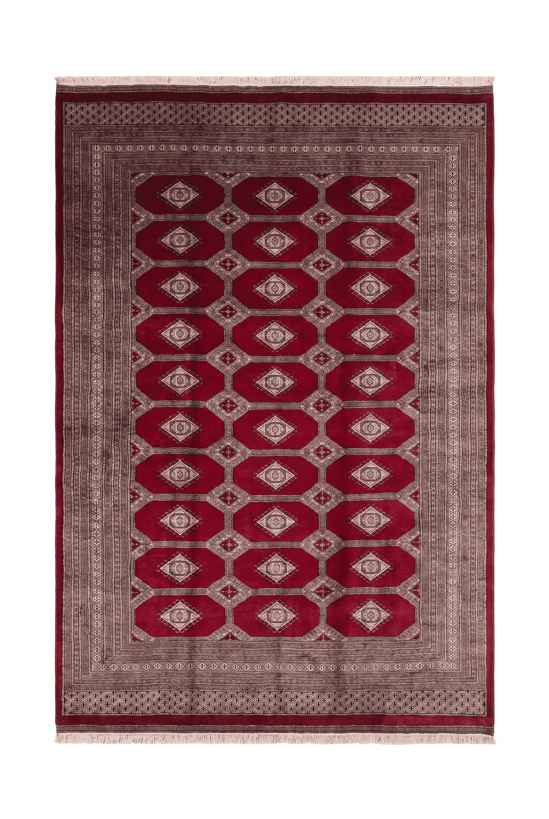 Deep red diamond gül Jaldar rug, 216×321cm, about 4.5 tatami