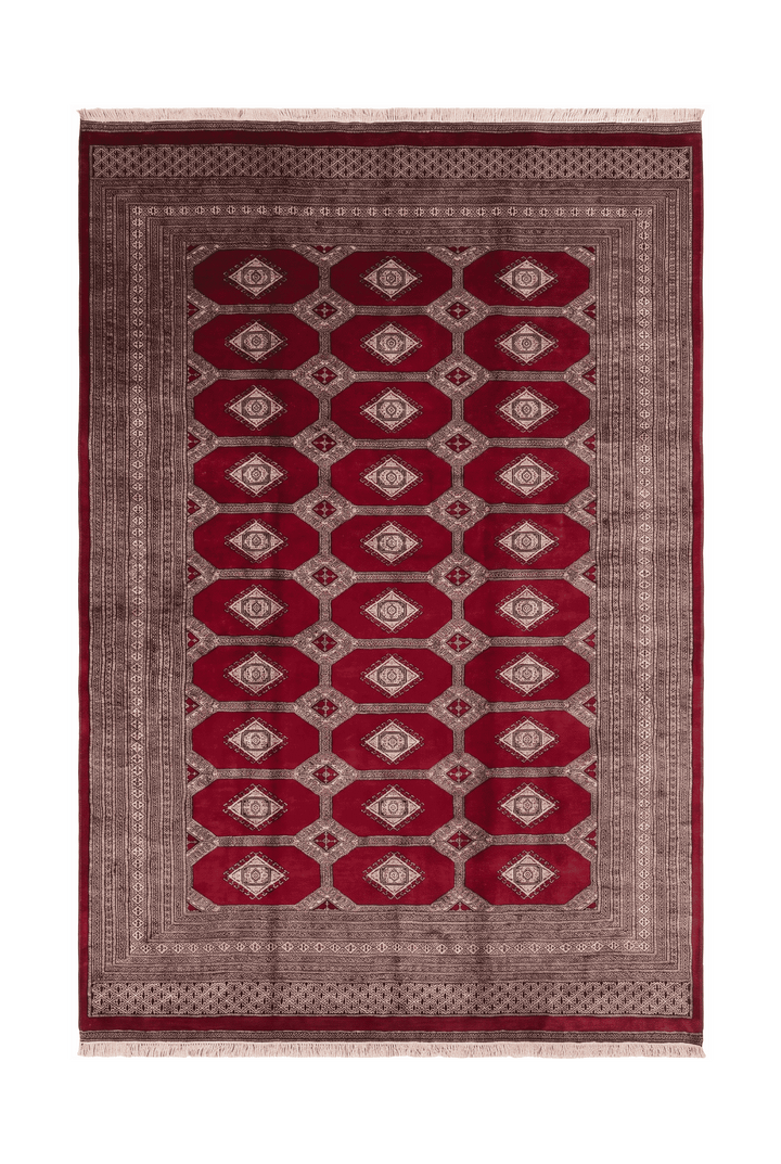 Deep red diamond gül Jaldar rug, 216×321cm, about 4.5 tatami