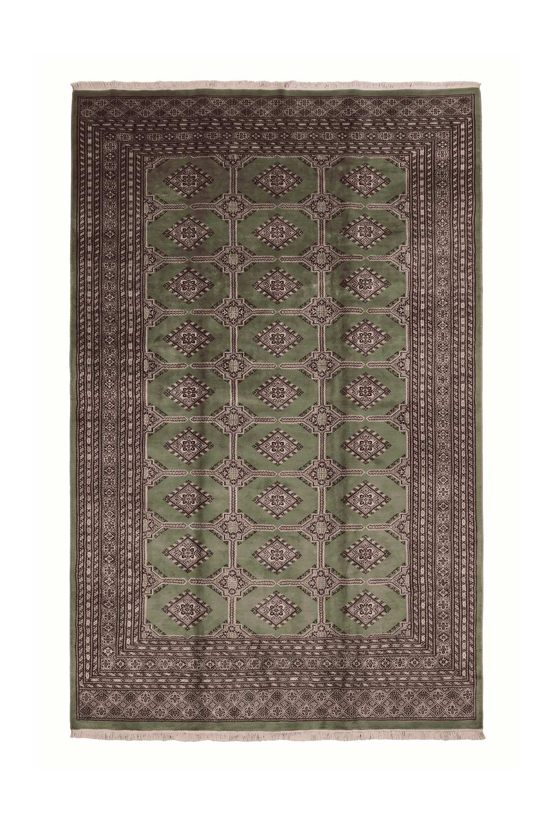 Moss green diamond gül Jaldar rug, 202×306cm, about 4.5 tatami
