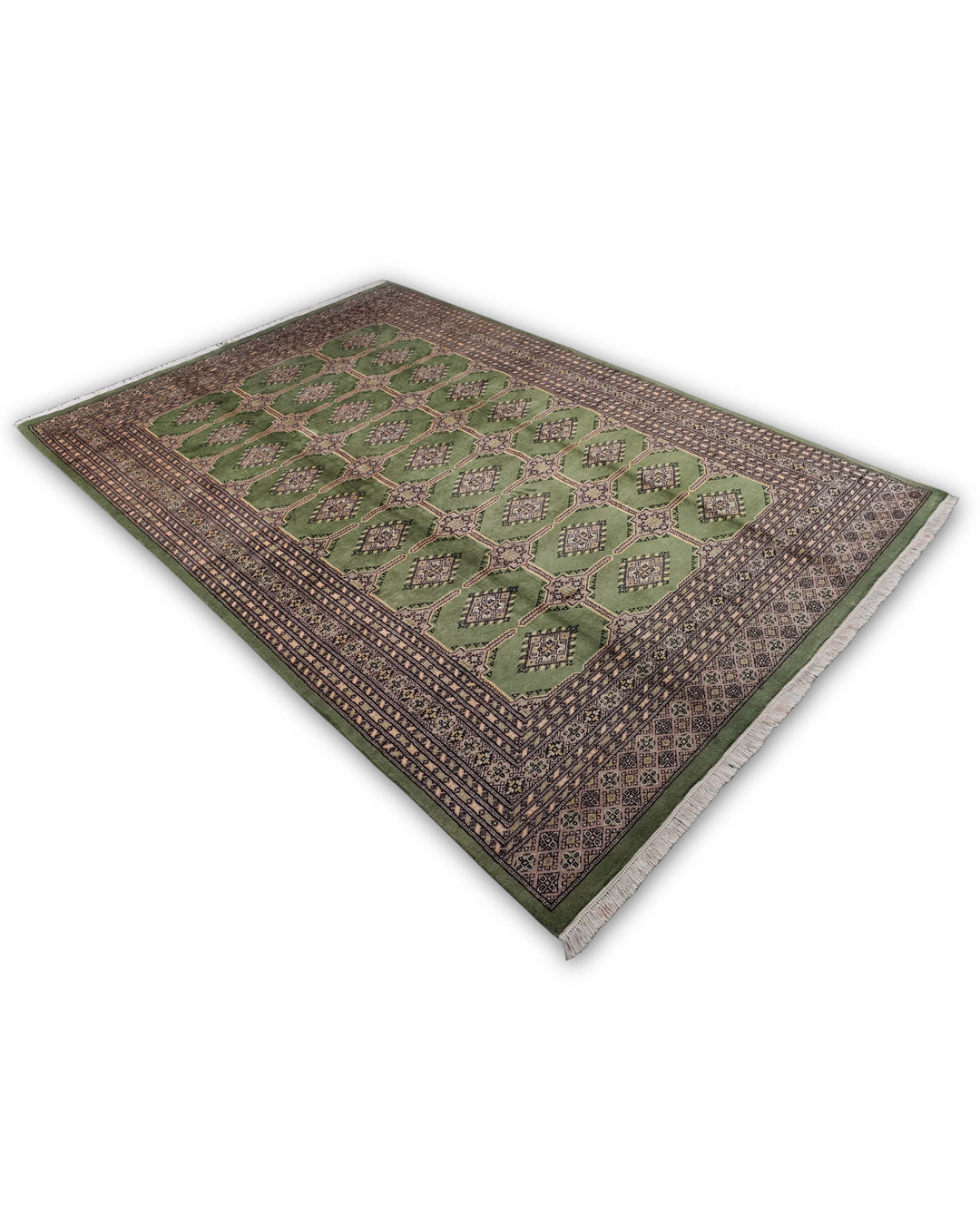 Moss green Jaldar rug for a large living room, 4.5 tatami
