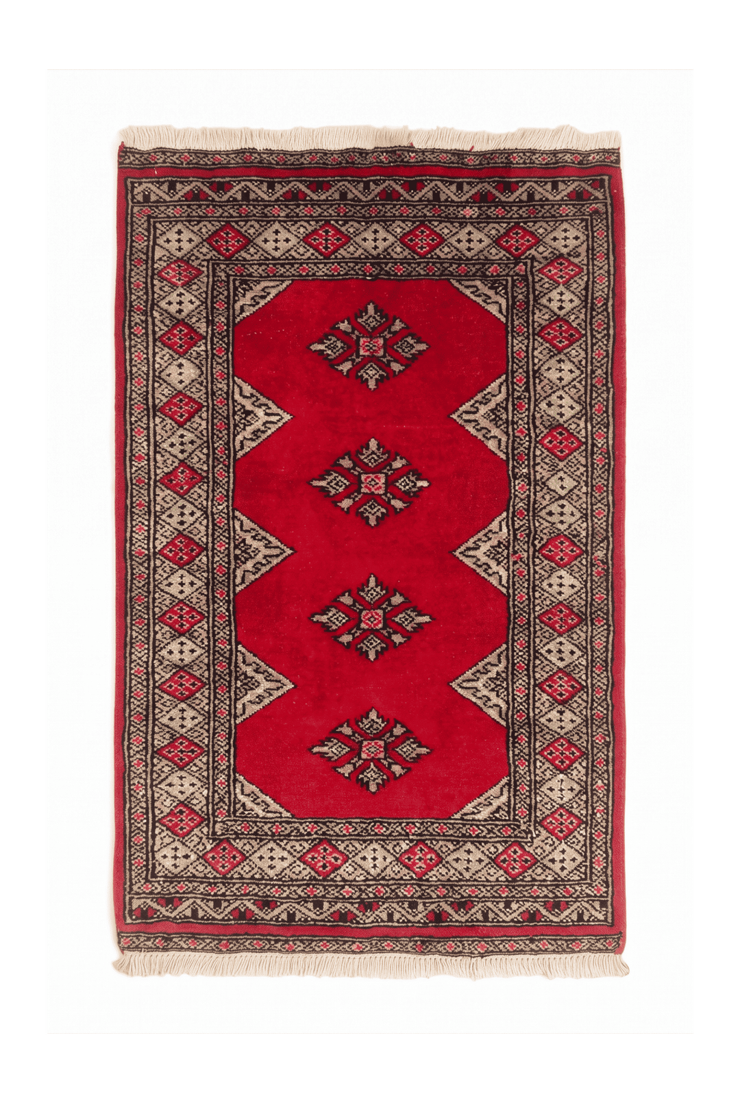 Rose-red medallion Jaldar rug, 62×92cm, entrance mat size