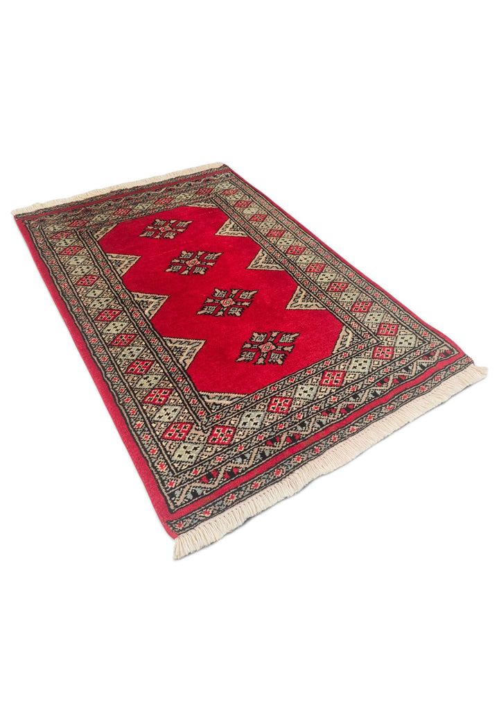 Rose-red Jaldar rug for an entrance, 62×92cm