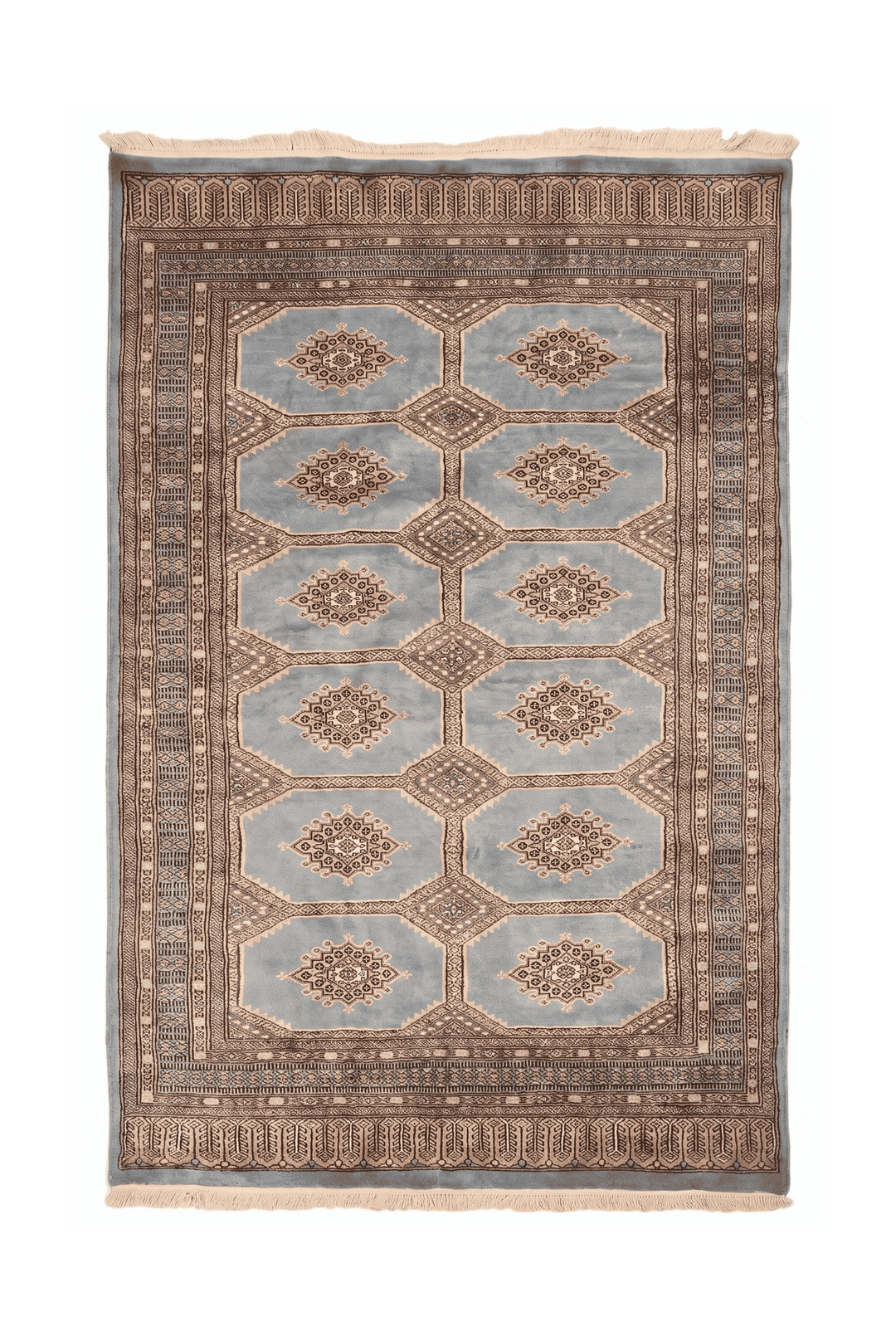 Slate blue grey gül Jaldar rug, 123×192cm, about 1.5 tatami