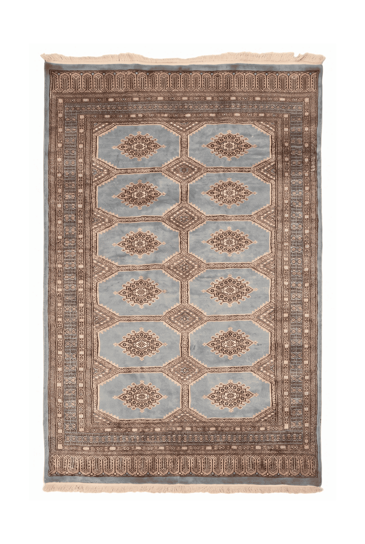 Slate blue grey gül Jaldar rug, 123×192cm, about 1.5 tatami