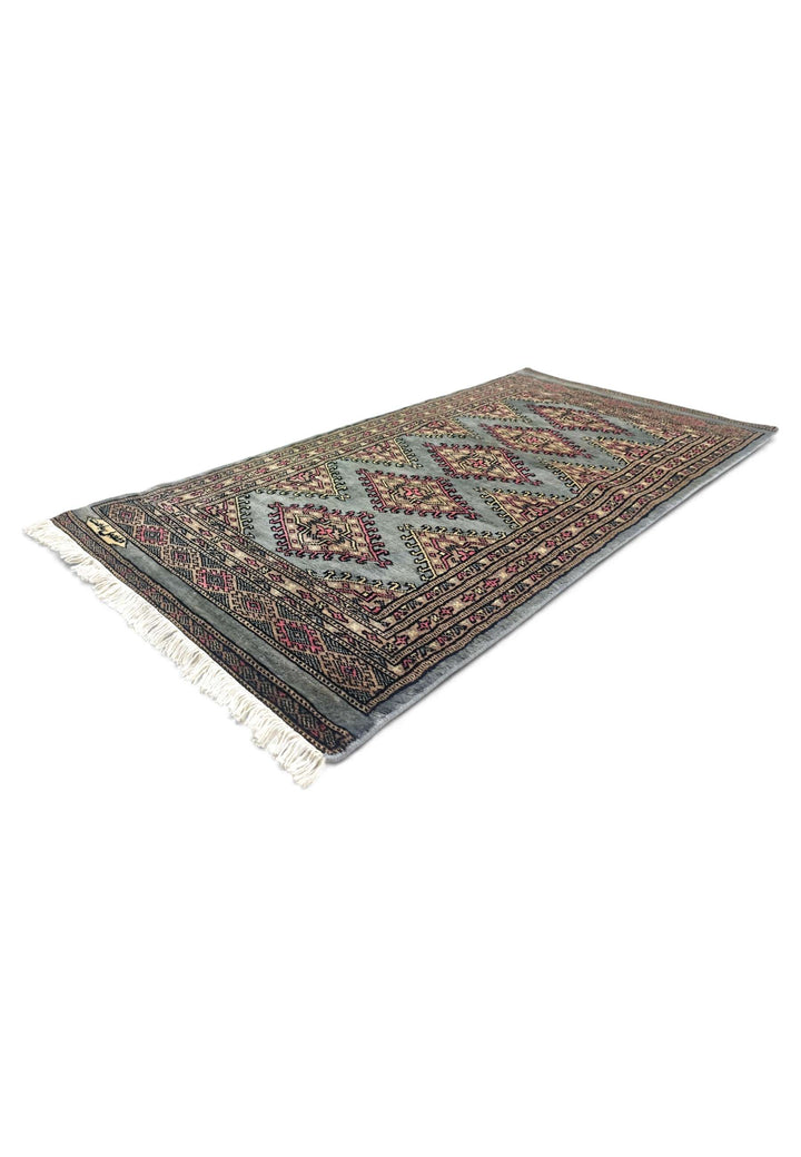 Grey-green Jaldar rug 63×137cm, entrance mat size