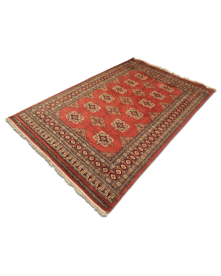 One-of-a-kind terracotta rust Pakistani Jaldar rug