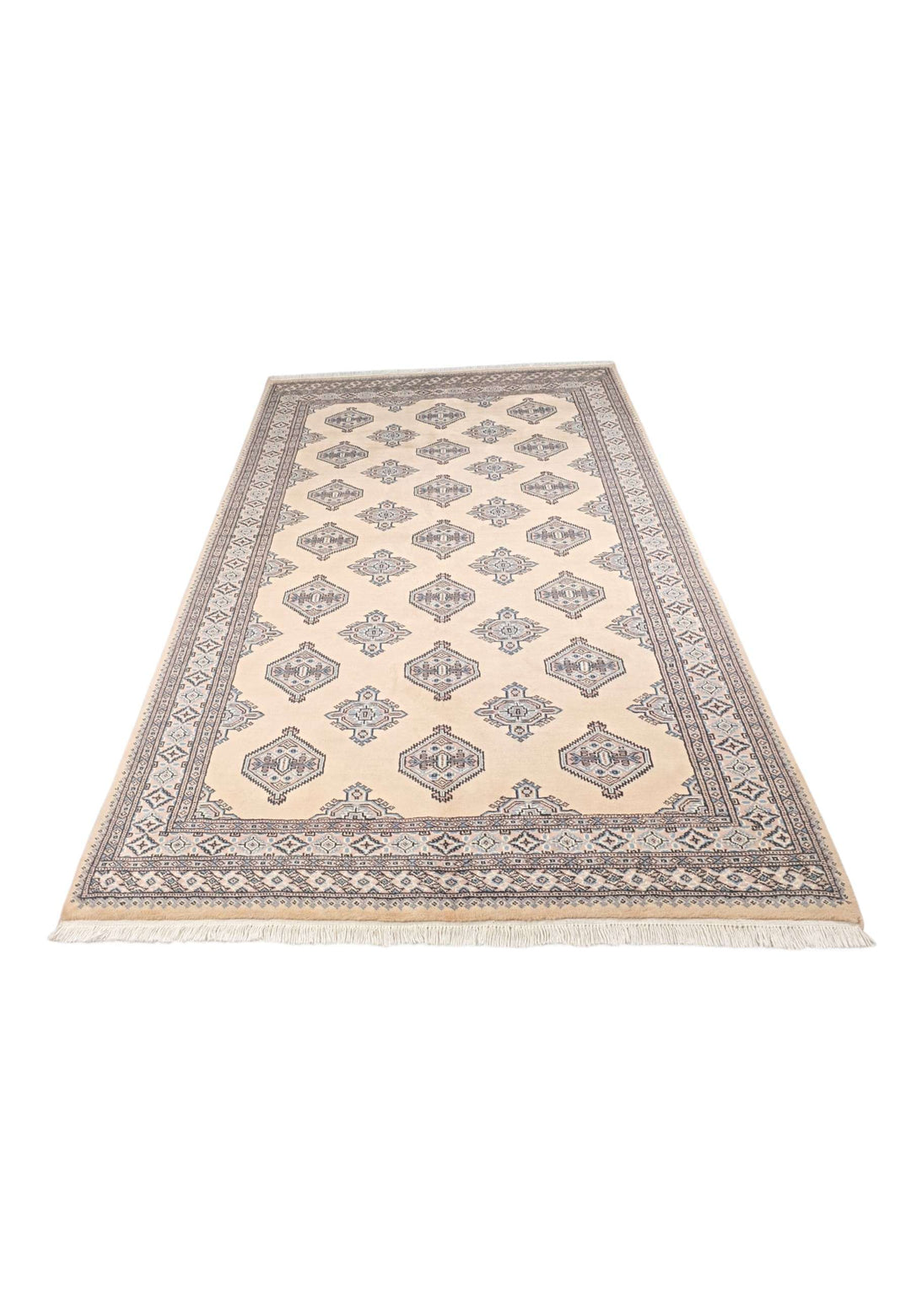 Hand-knotted wool pile of ivory slate Jaldar rug, 156×250cm