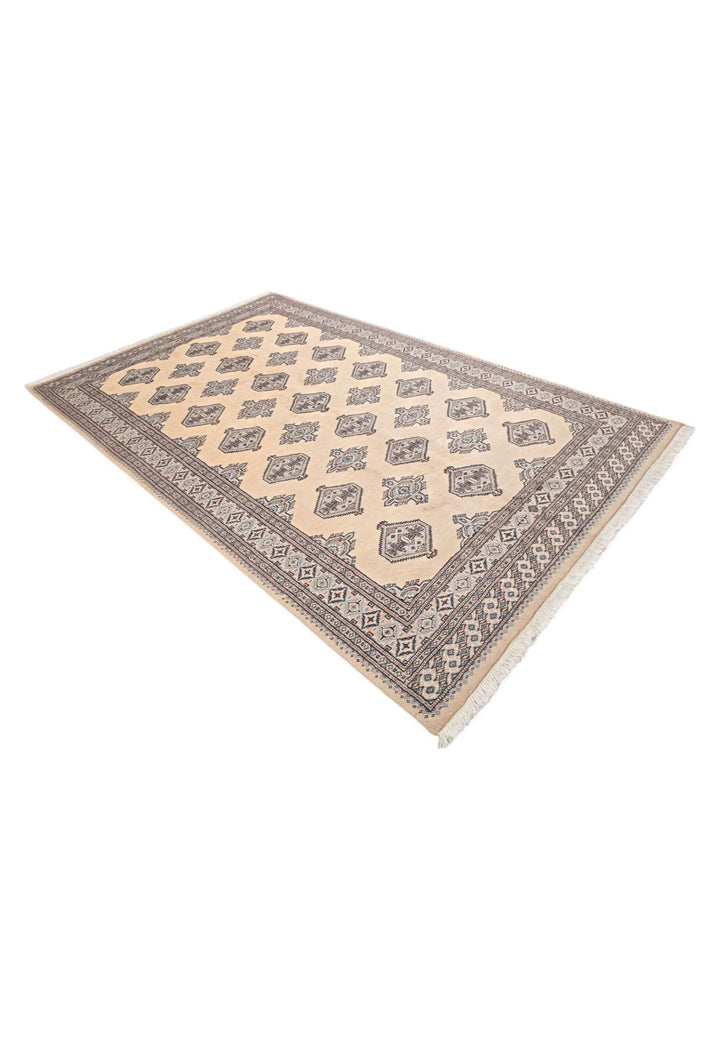 Ivory and slate grey Jaldar rug for a bedroom, 2 tatami