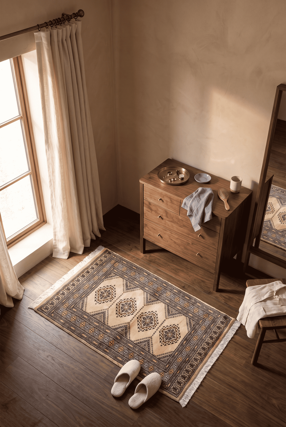 Warm Ivory Pakistani Jaldar Rug, hand-knotted, 79×114cm, photo 2