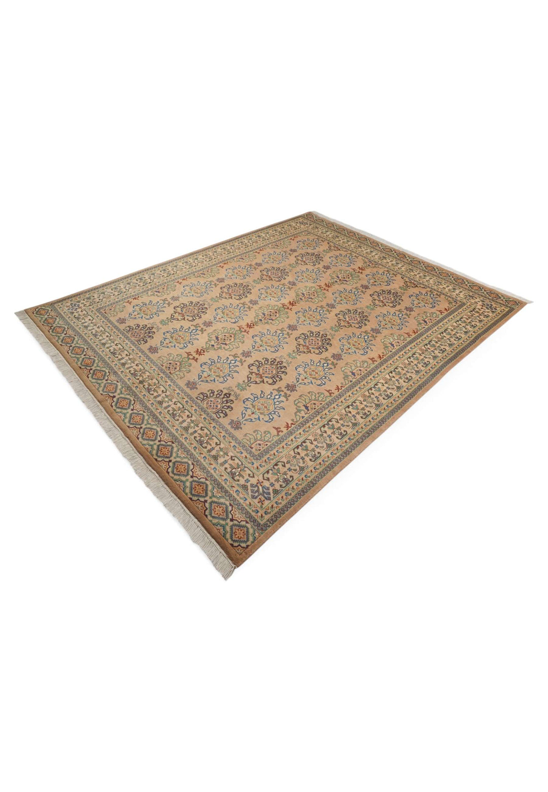 Apricot slate blue rug 198×251cm, Pakistani craftsmanship