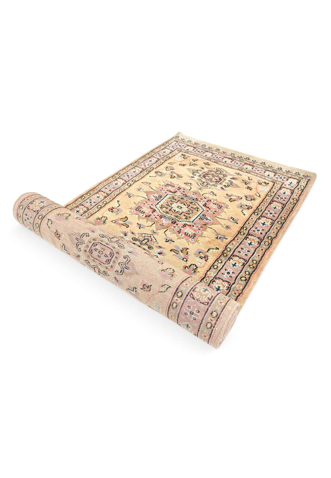 Golden and rose Jaldar runner for a hallway, 79×285cm