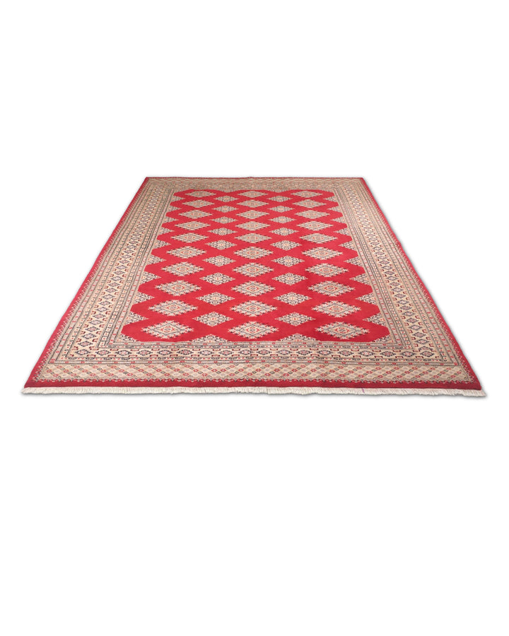 Wool and silk pile of crimson camel Jaldar rug, 196×234cm