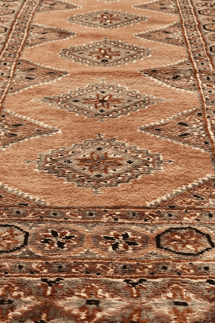 One-of-a-kind salmon and mauve Pakistani Jaldar runner