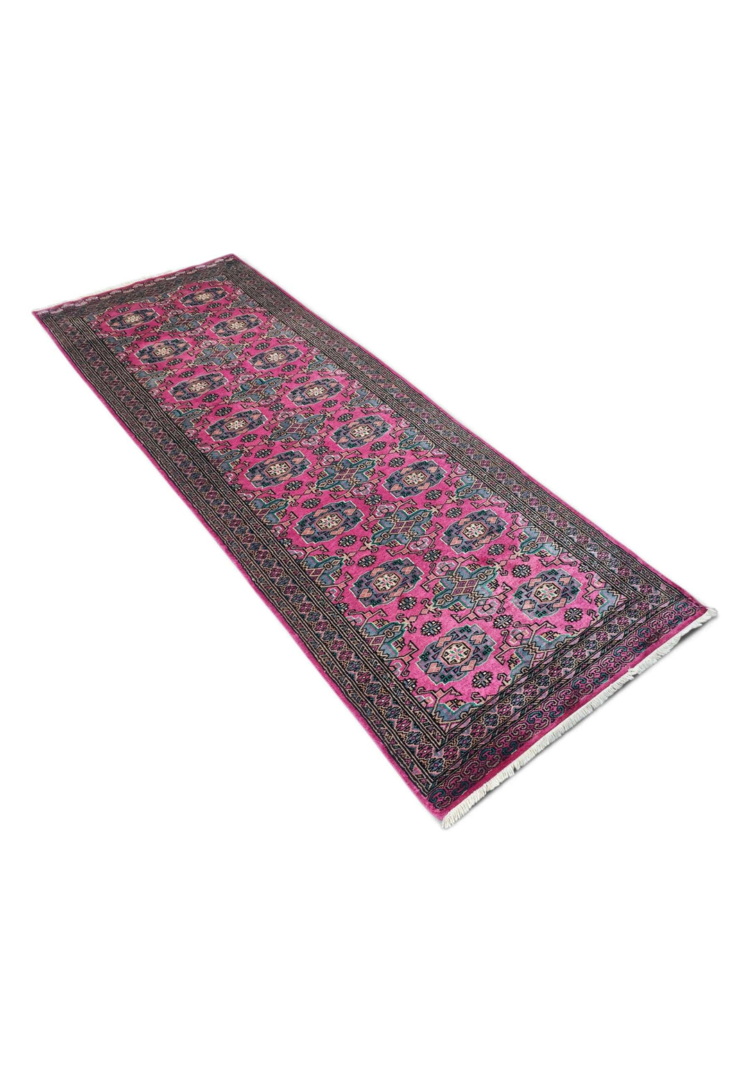 Magenta teal Jaldar runner 79×217cm, Pakistani craftsmanship