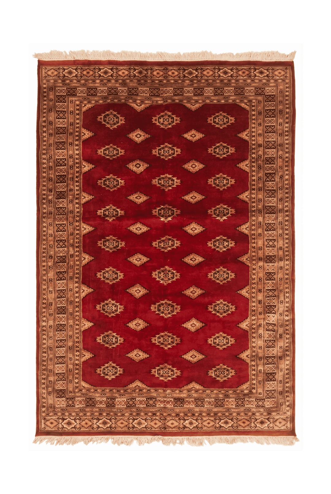 Red and gold diamond gül Jaldar rug in wool and silk, 125×178cm