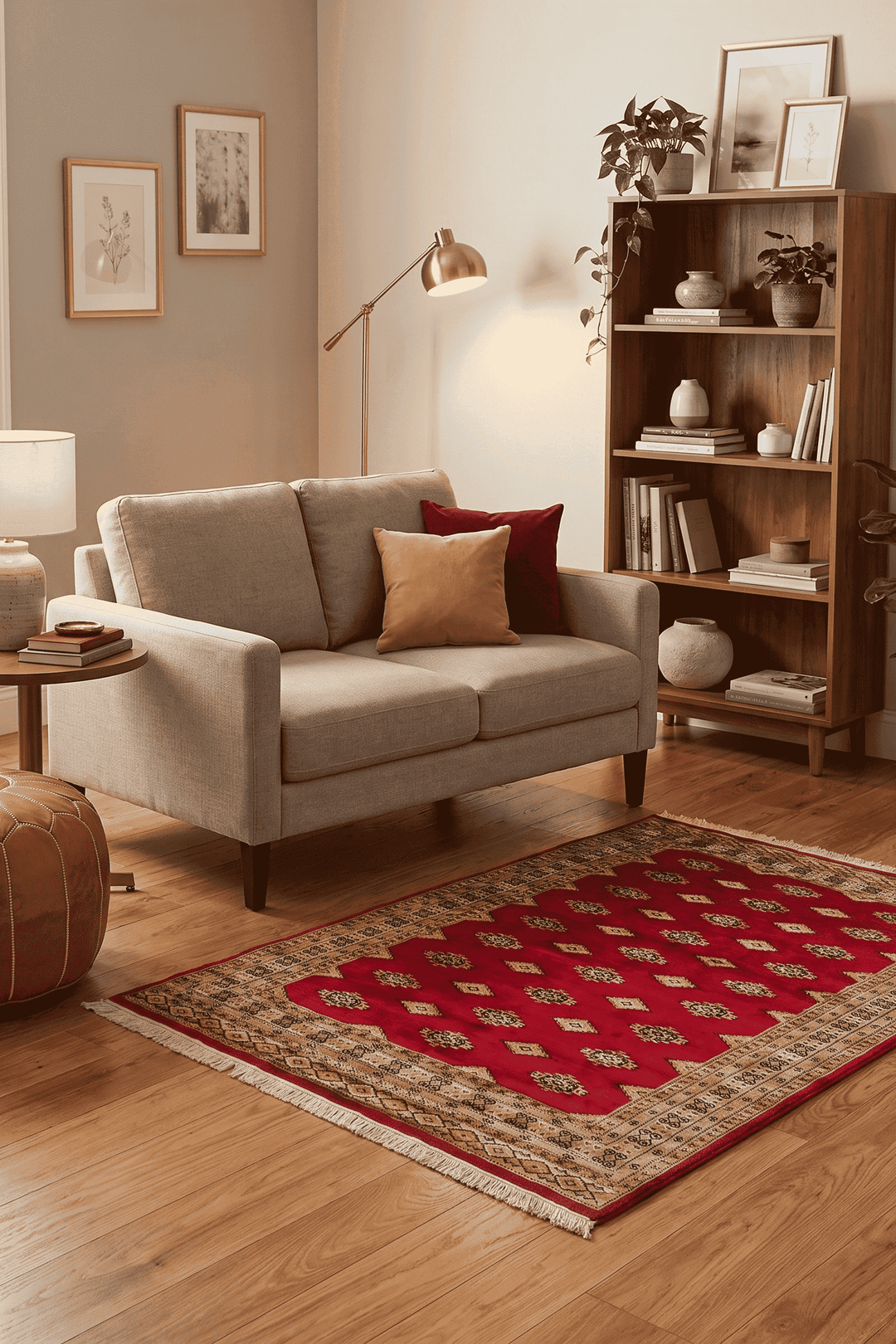 Diamond gül detail in red on Jaldar wool and silk rug