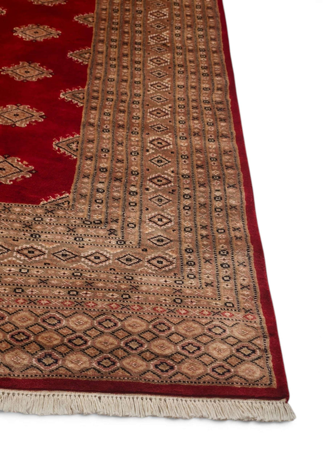 Ruby red and cream Jaldar rug for a living room, 3 tatami