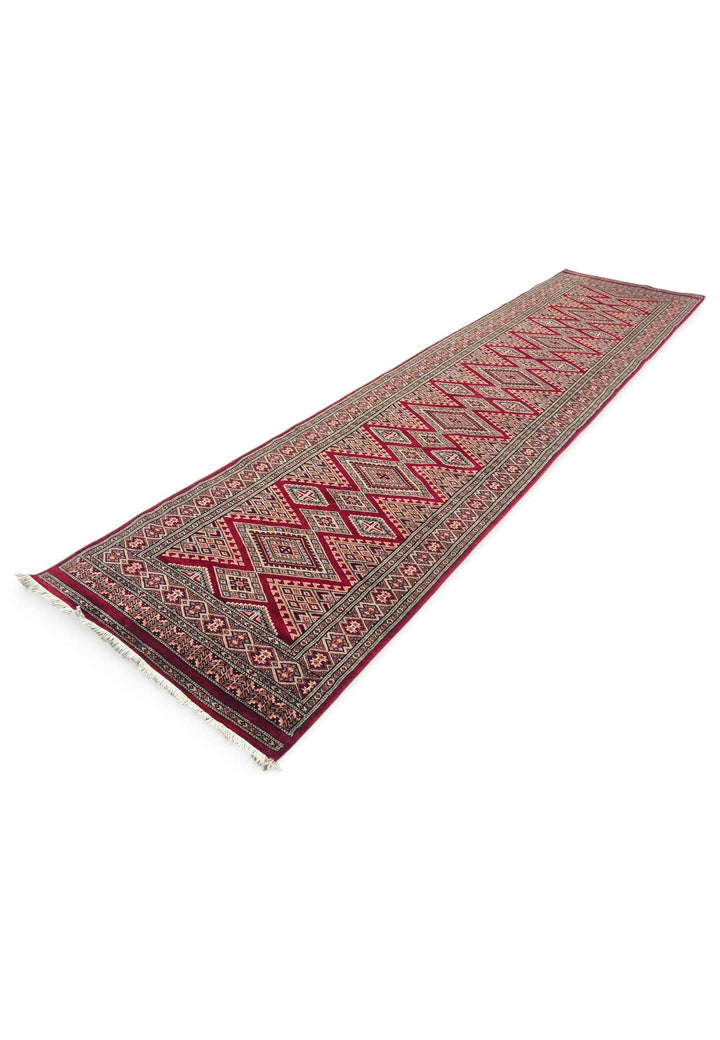 Wool and silk pile of wine cream Jaldar runner, 78×314cm