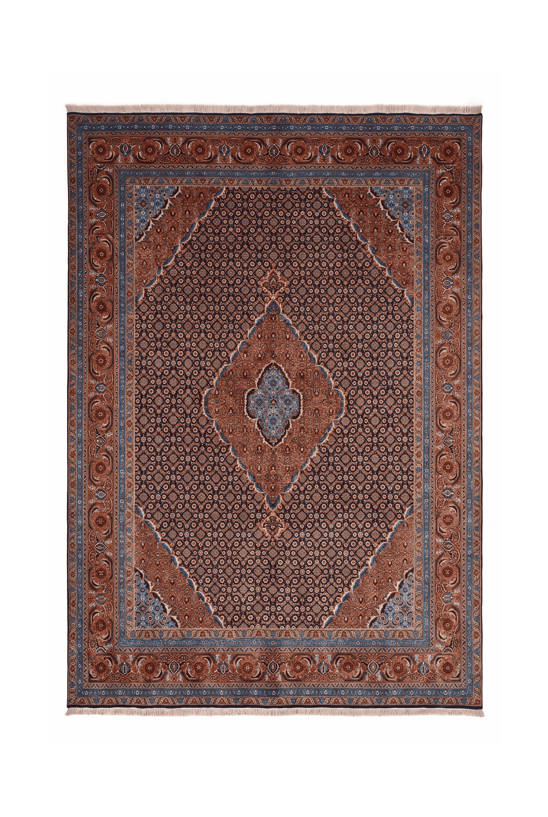 Navy mahi medallion Ardabil rug, 197×296cm, about 4.5 tatami