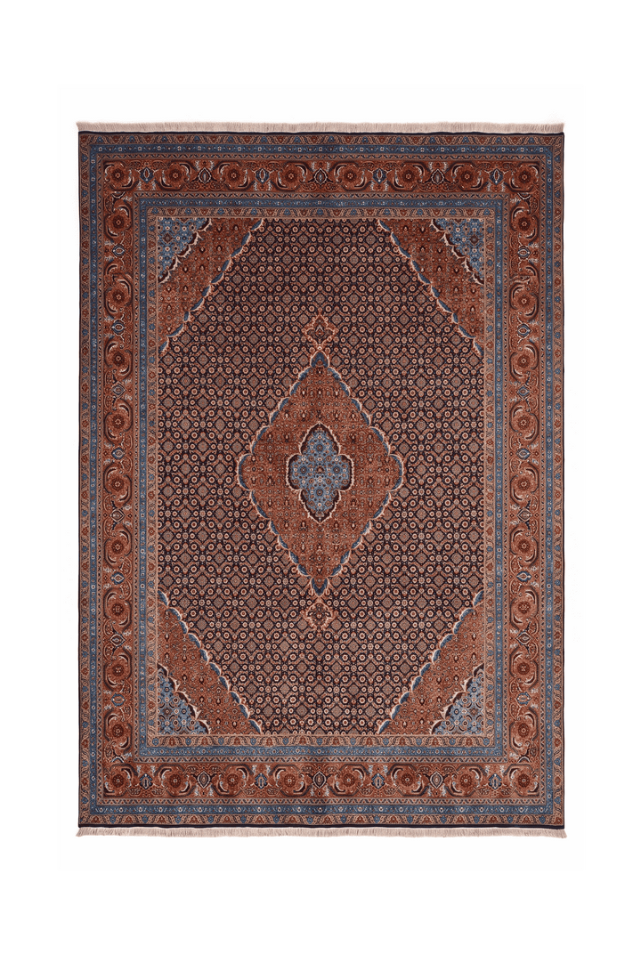 Navy mahi medallion Ardabil rug, 197×296cm, about 4.5 tatami