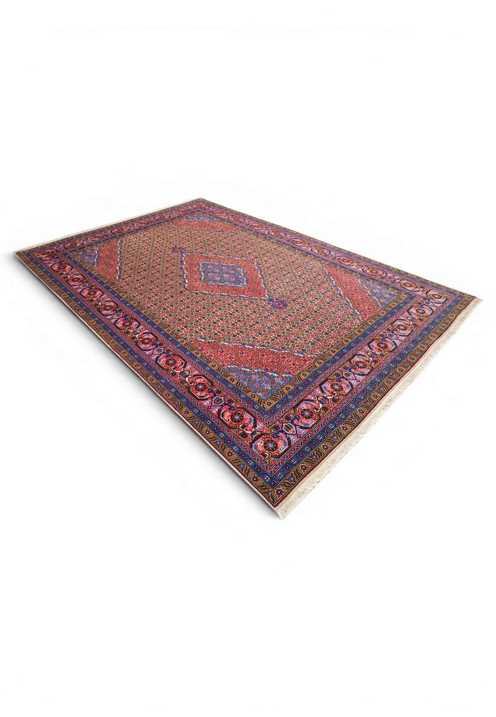 One-of-a-kind camel mahi medallion Persian Ardabil rug