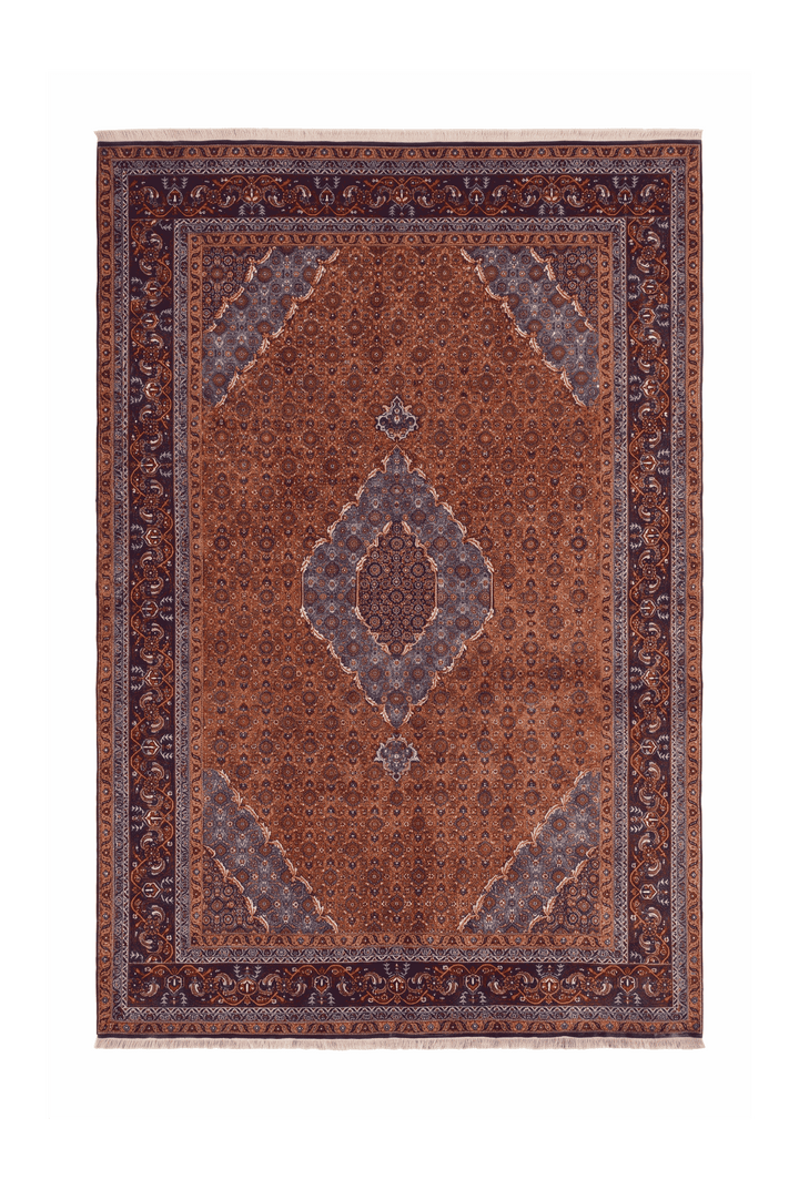 Terracotta mahi medallion Ardabil rug, 201×289cm, 4.5 tatami