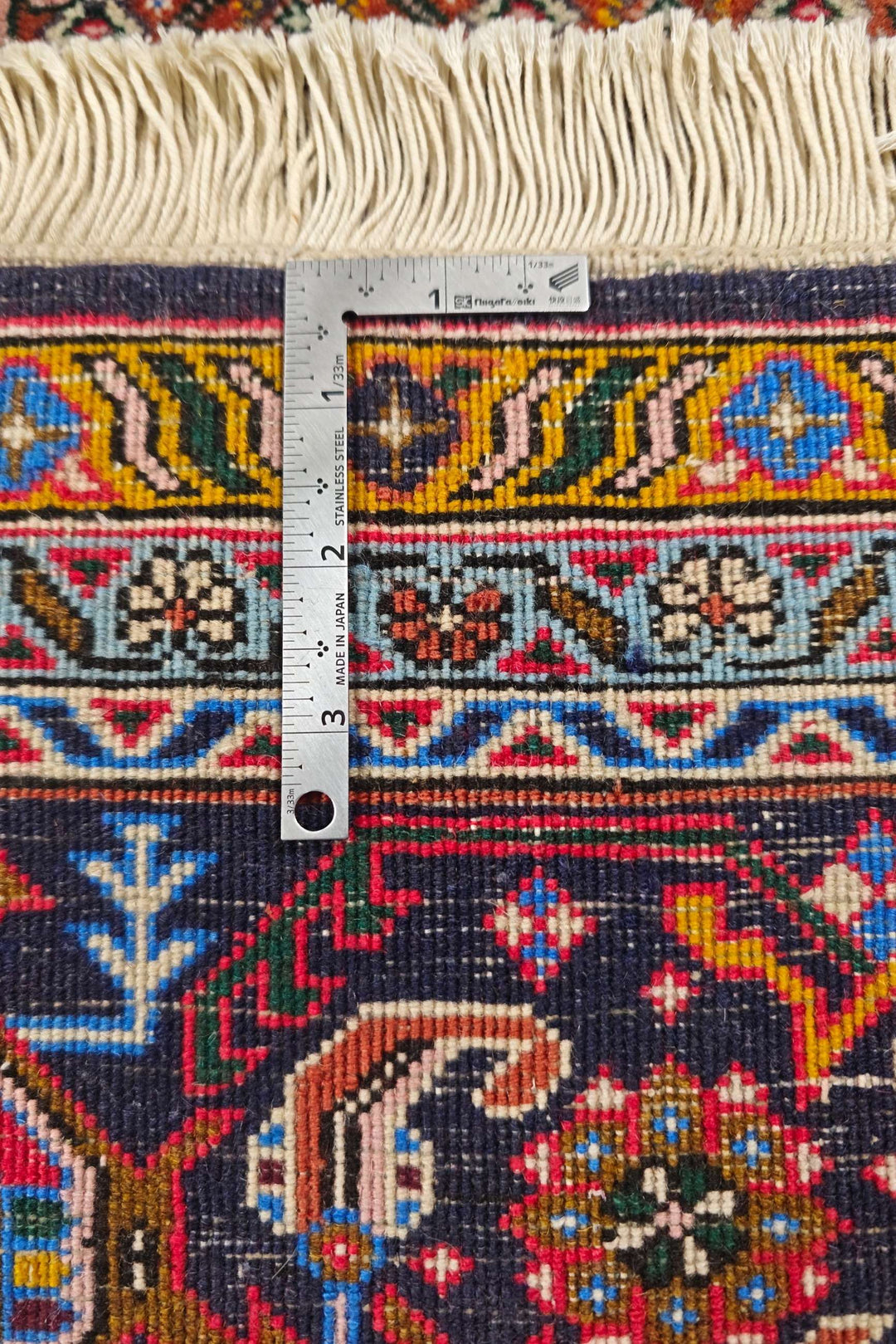 Terracotta mahi medallion Ardabil Persian rug, hand-knotted