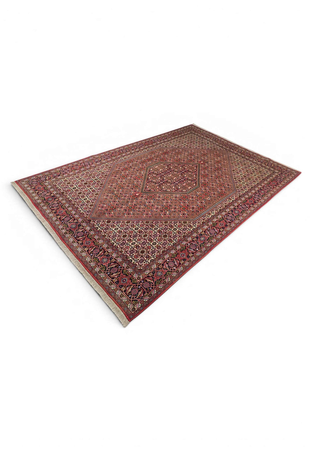 One-of-a-kind rose Herati medallion Persian Bijar rug