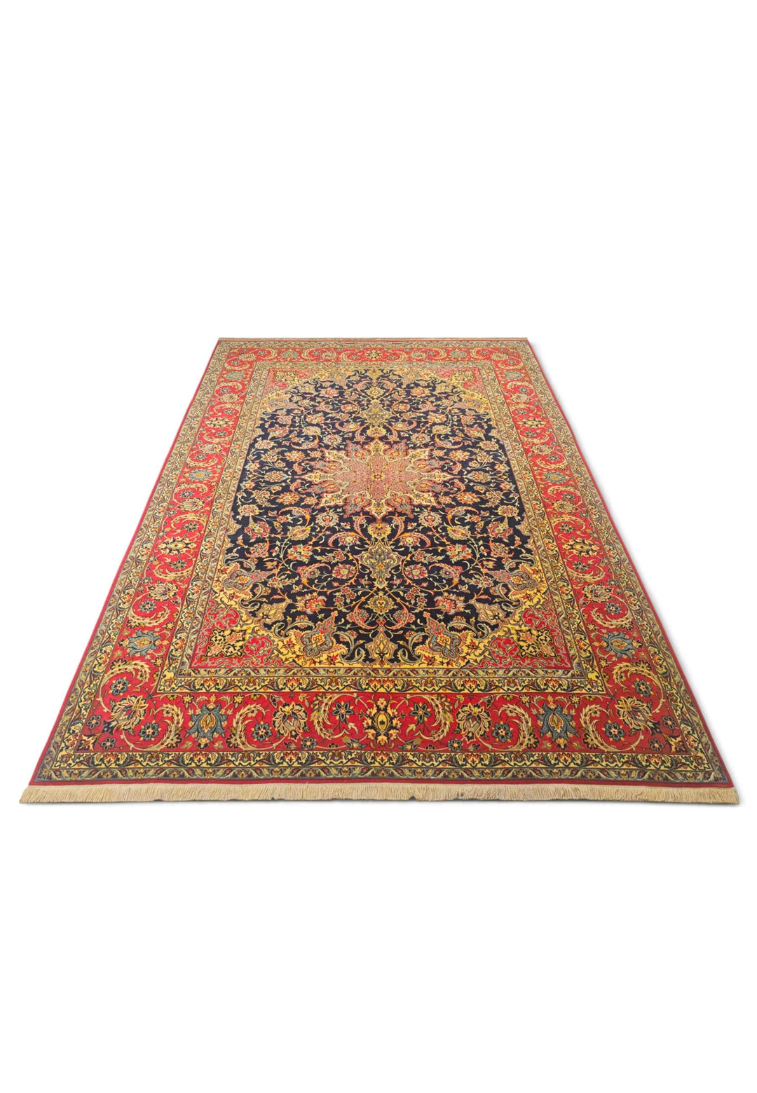 Hand-knotted wool pile of Sirafian Isfahan rug, 204×295cm