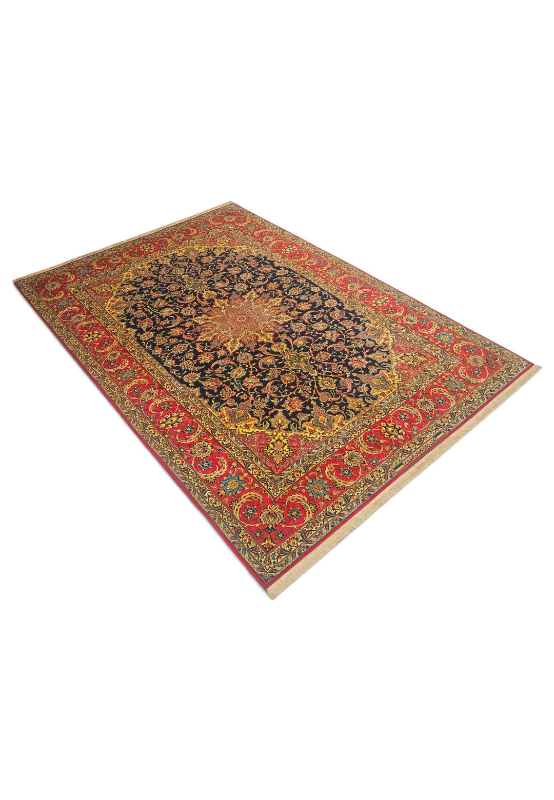 Black red Isfahan rug 204×295cm, Persian craftsmanship