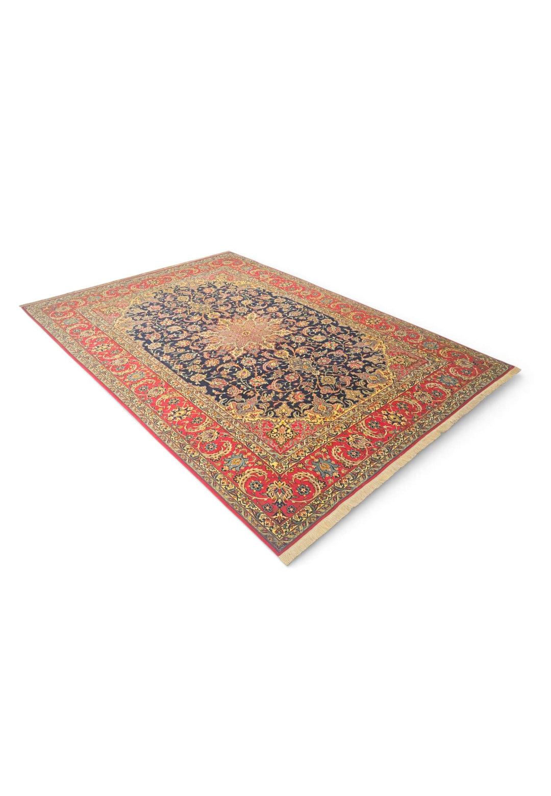 One-of-a-kind signed Sirafian Isfahan rug in black and red