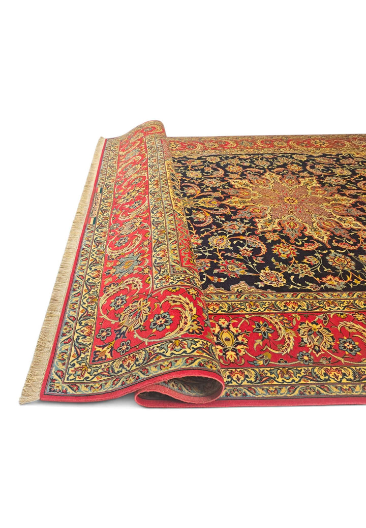 Hand-knotted Persian Isfahan rug with fine arabesque work