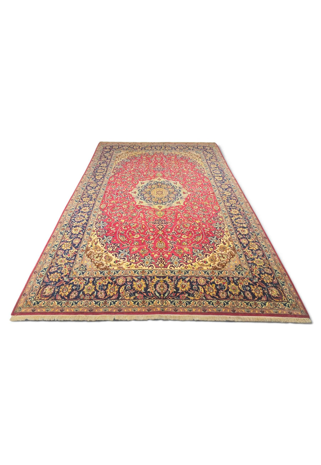 Hand-knotted wool pile of Sirafian Isfahan rug, 202×307cm