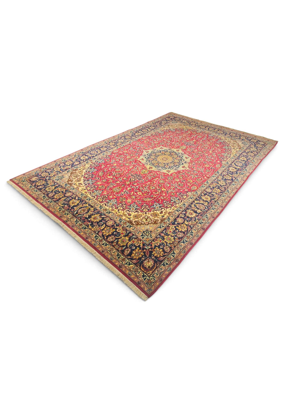One-of-a-kind signed Sirafian Isfahan rug in crimson and gold
