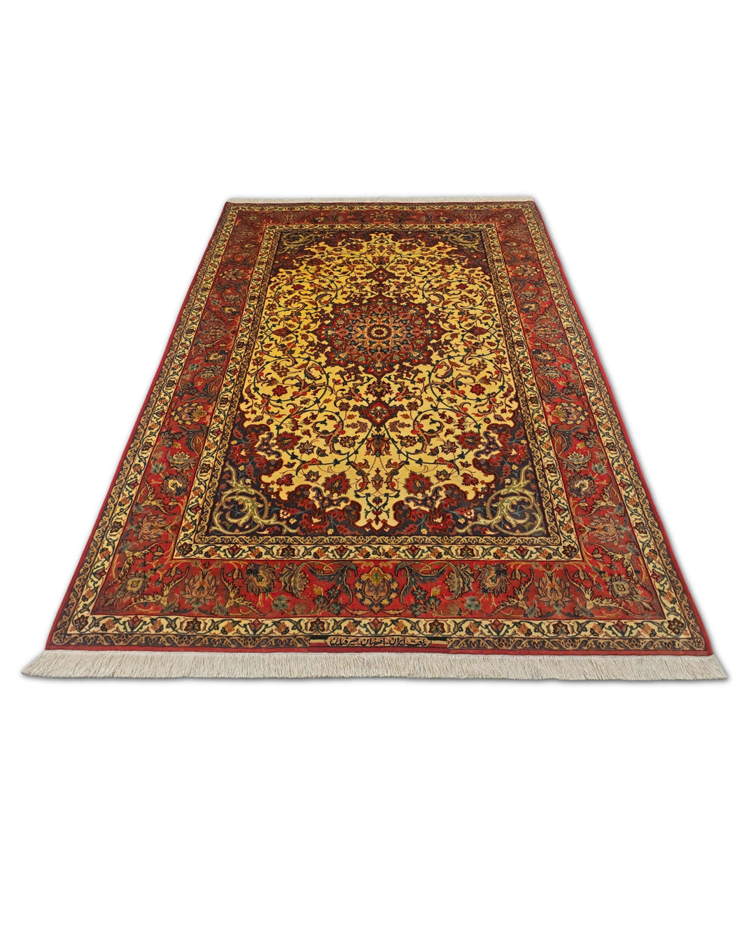 Border detail of gold Sirafian Isfahan rug