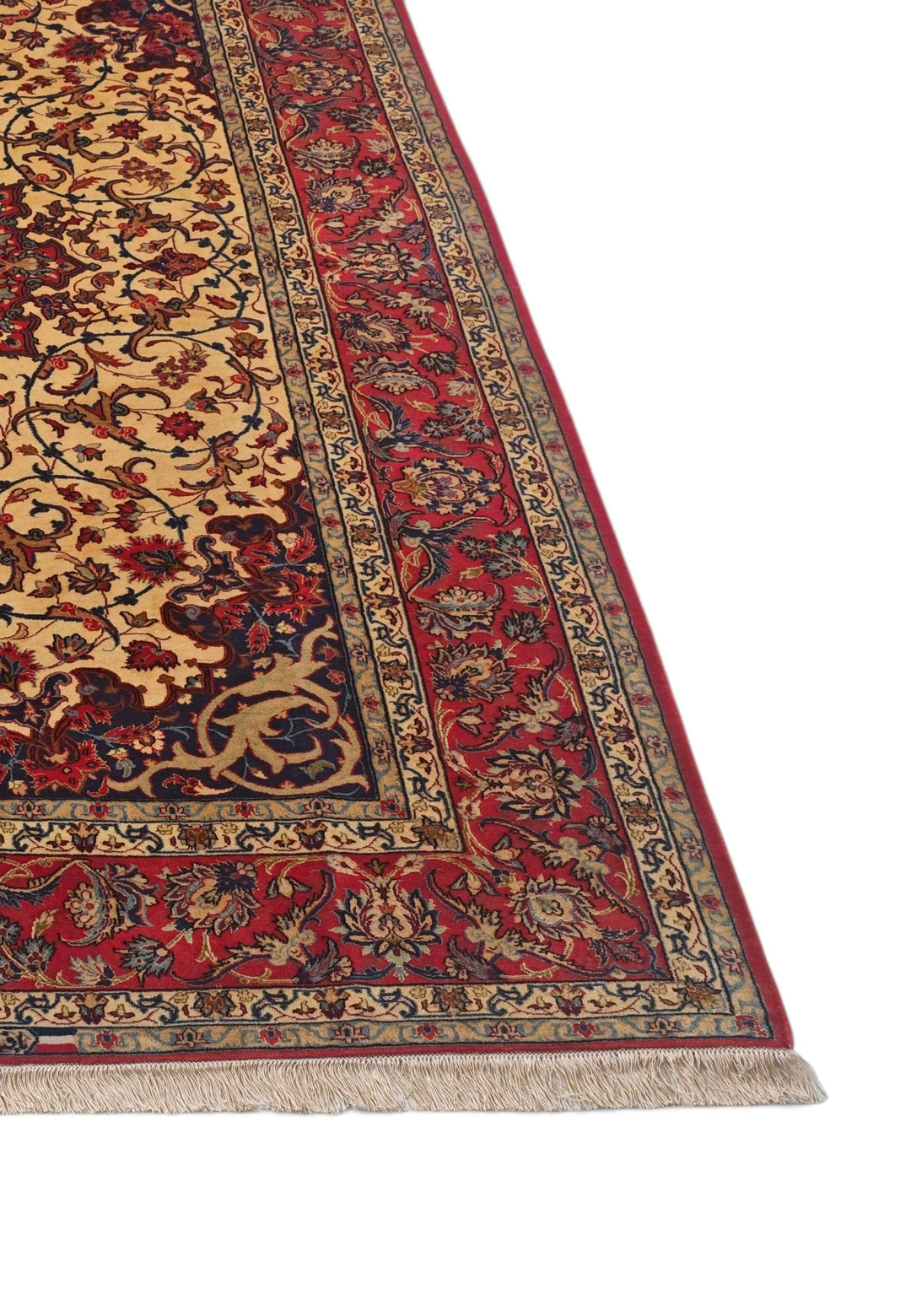 Fringe of signed Sirafian Isfahan rug, 160×230cm