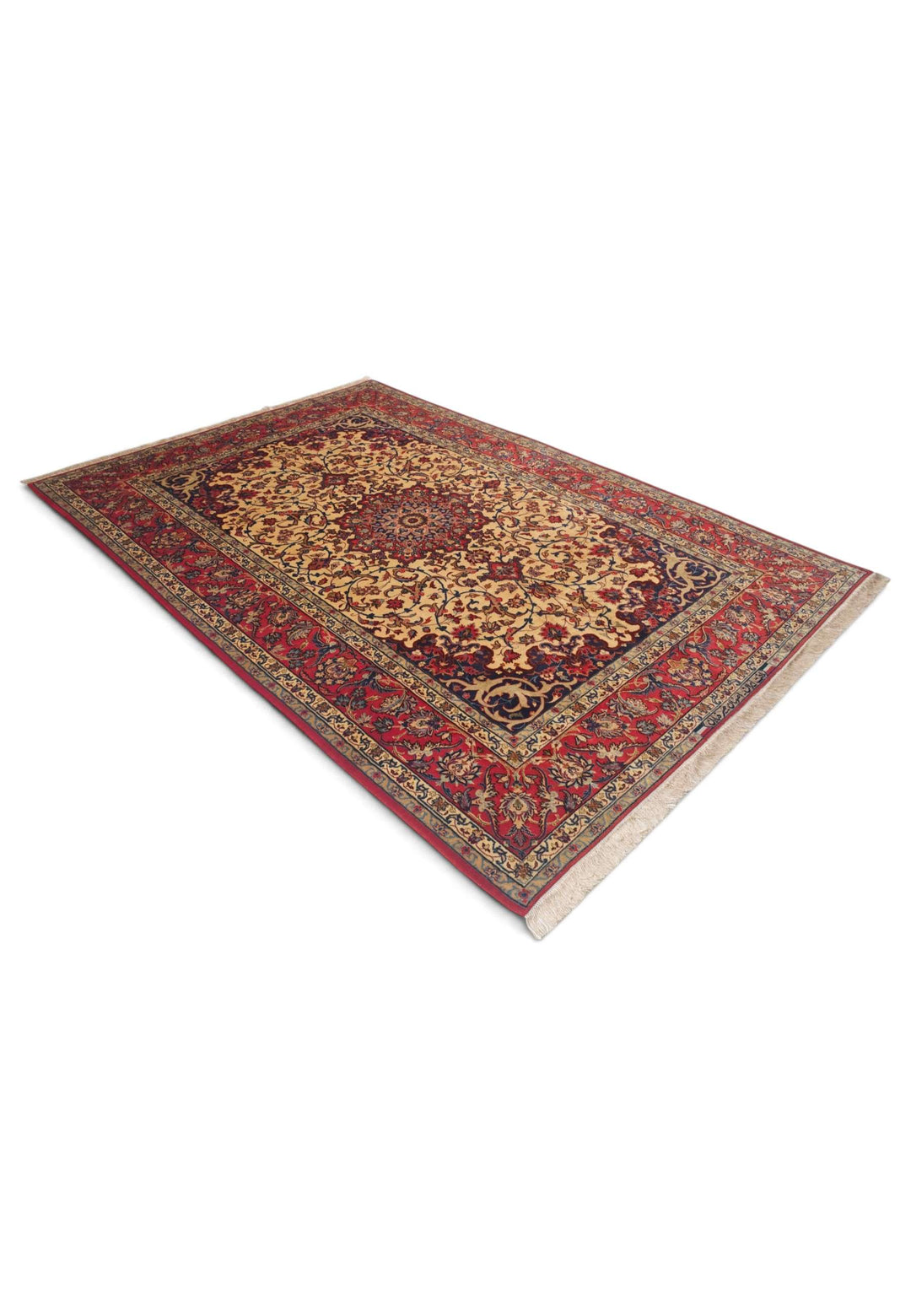 Gold red Isfahan rug 160×230cm, Persian craftsmanship