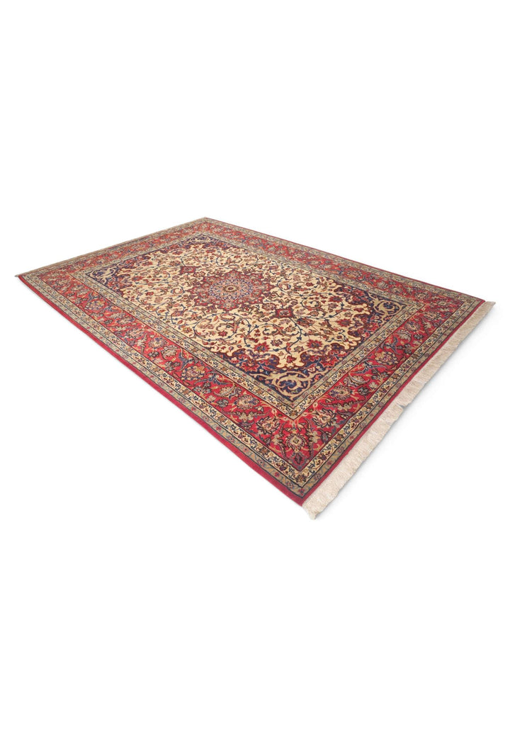 Hand-knotted Persian Isfahan rug with fine arabesque work