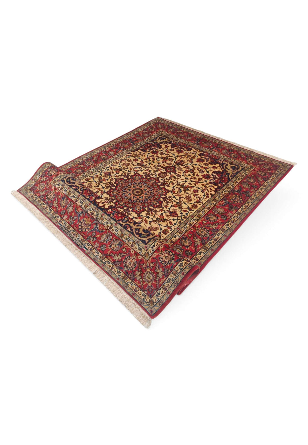 Corner of gold red Sirafian Isfahan rug