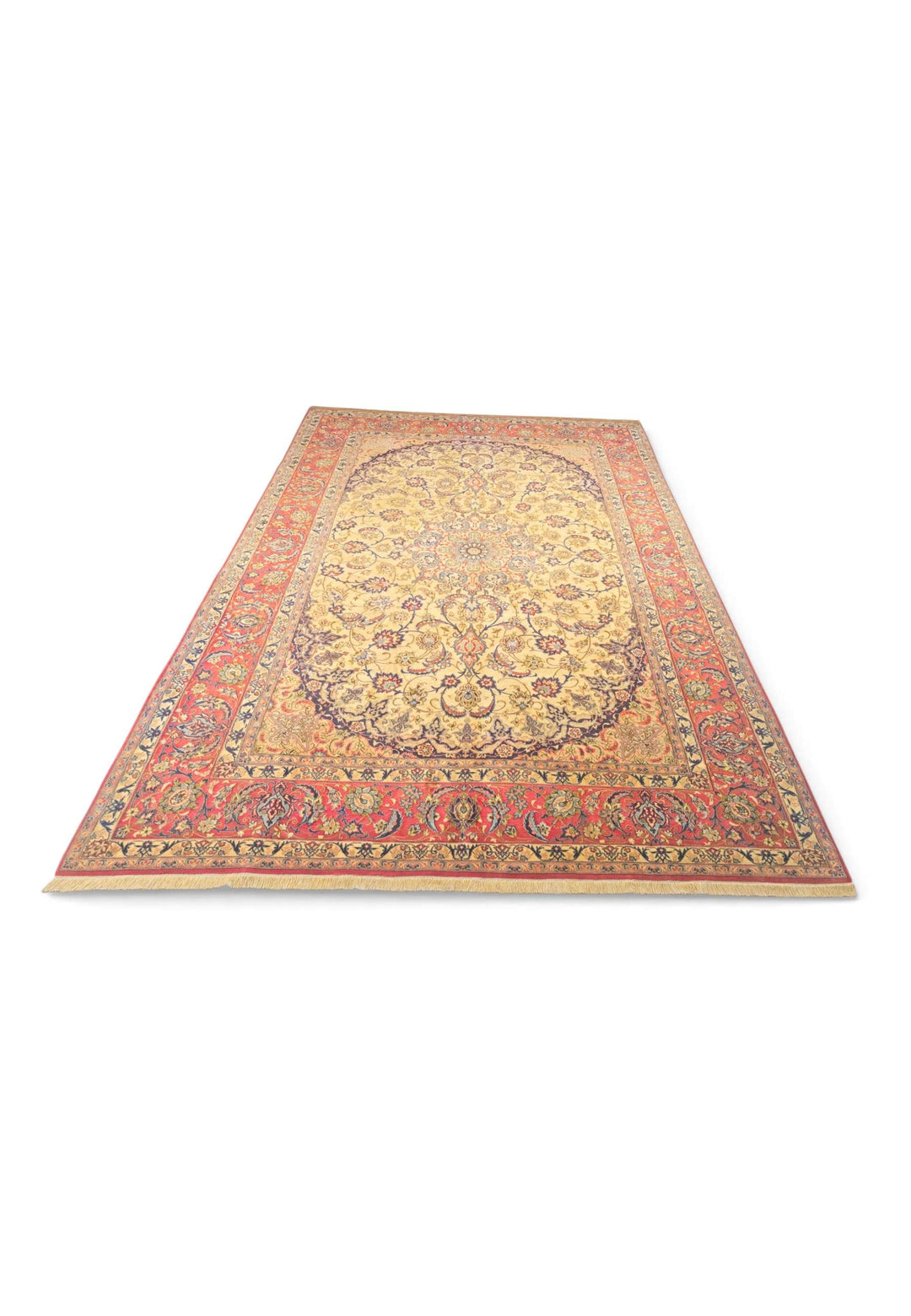 Hand-knotted wool pile of Sirafian Isfahan rug, 209×307cm