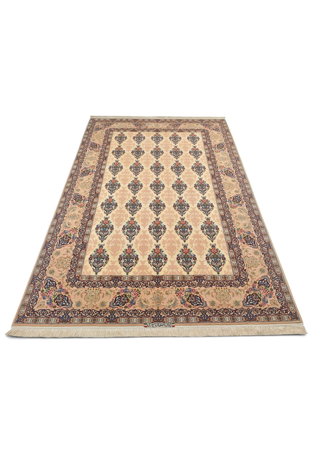 Hand-knotted wool pile of ivory Isfahan rug, 159×236cm