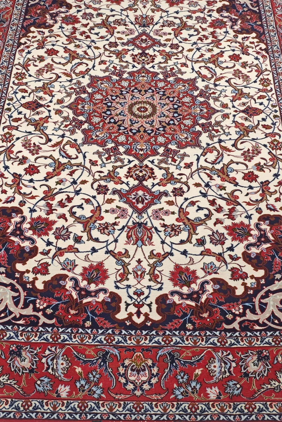 Fringe of signed Sirafian Isfahan rug, 149×238cm