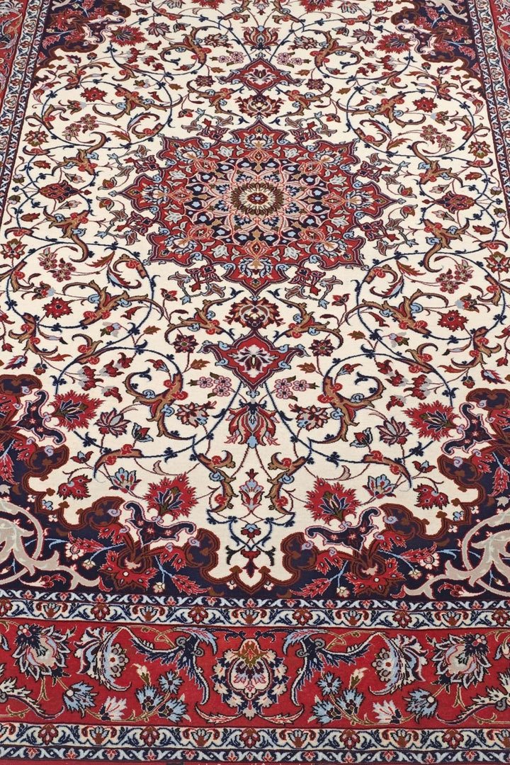 Fringe of signed Sirafian Isfahan rug, 149×238cm