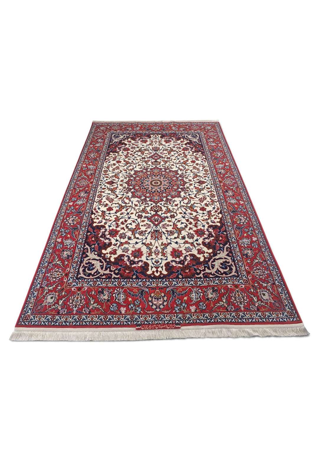 Hand-knotted wool pile of Sirafian Isfahan rug, 149×238cm