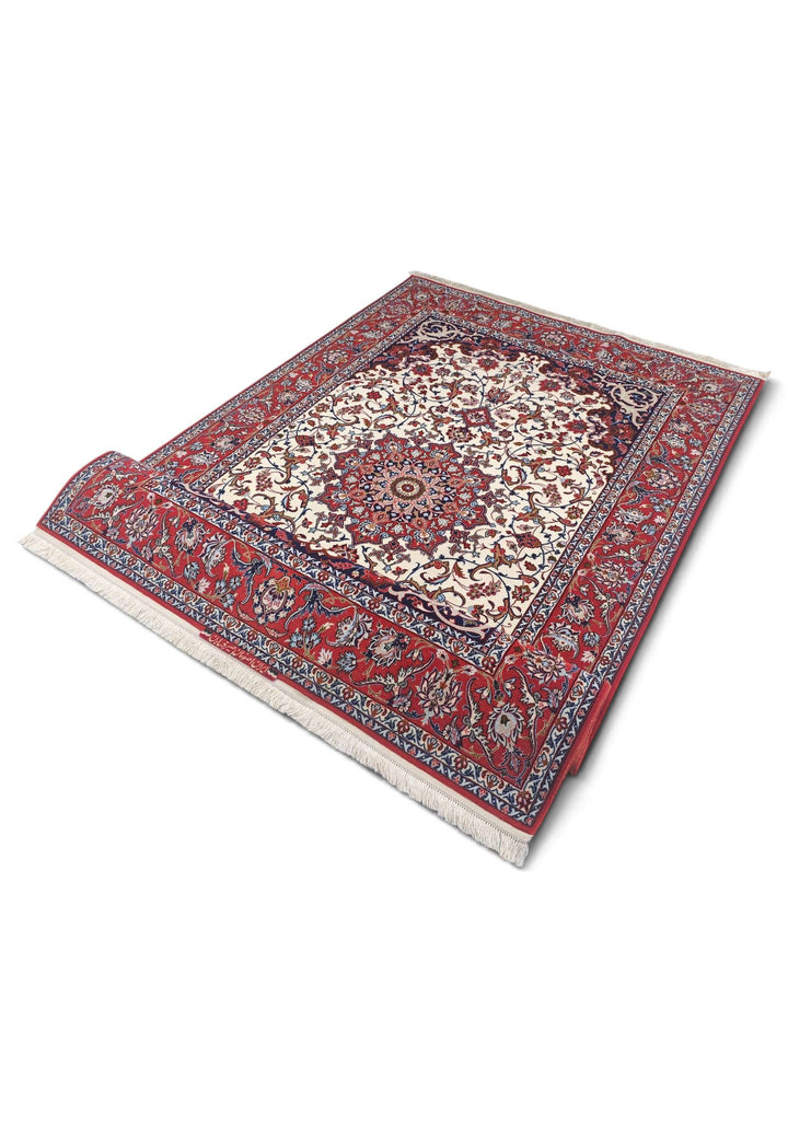 Corner of ivory star Sirafian Isfahan rug