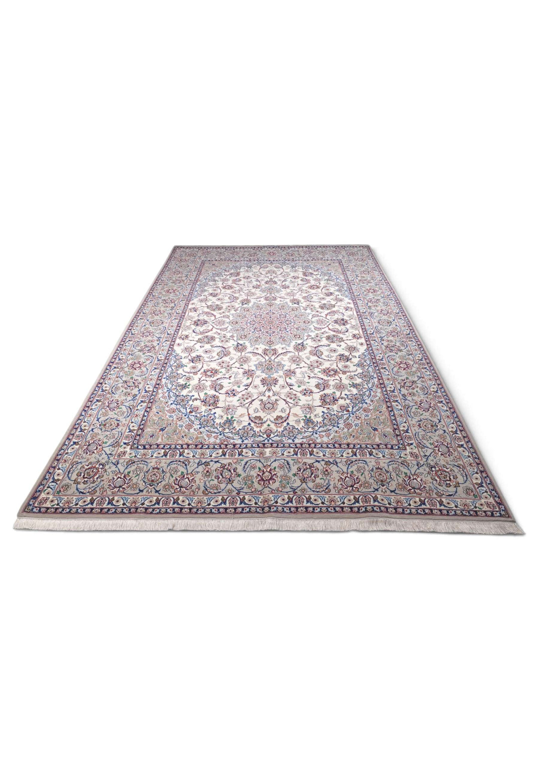 Yazdani workshop signature on ivory and grey Isfahan rug