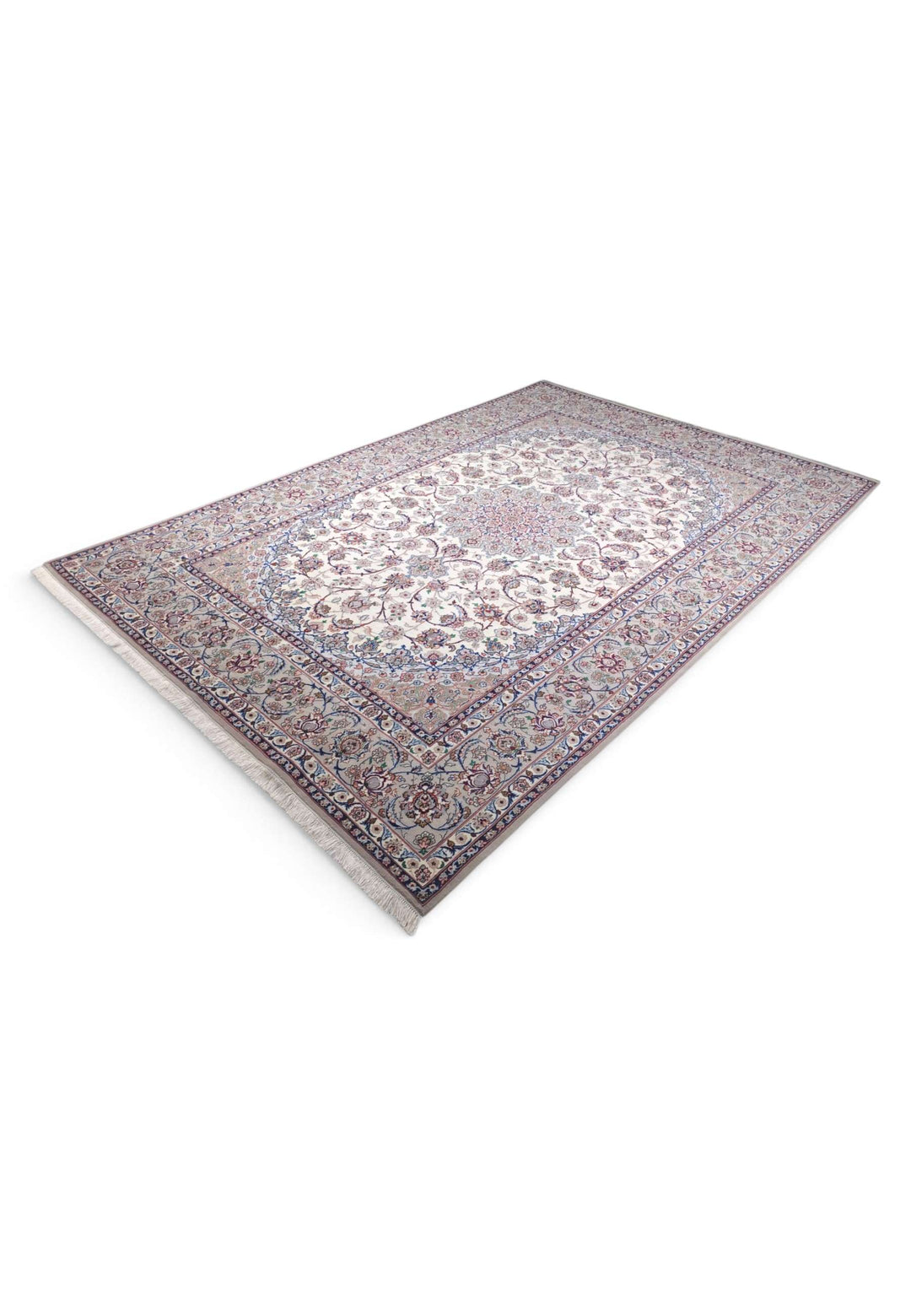 Hand-knotted Persian Isfahan rug with fine arabesque work