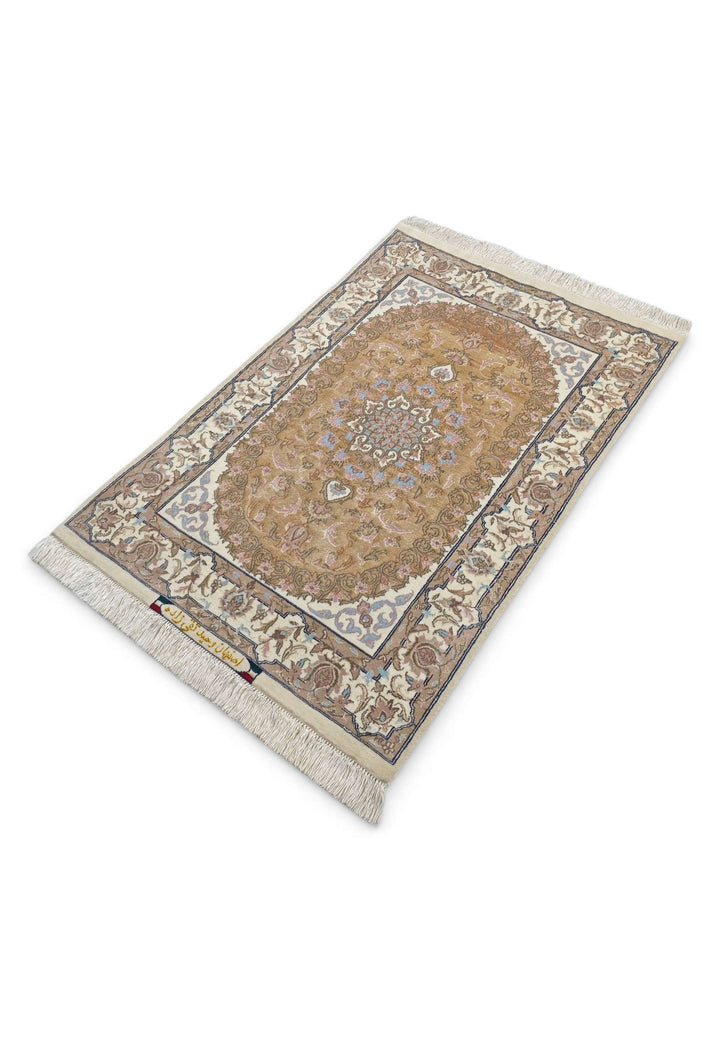 Camel Persian Isfahan Silk Rug, hand-knotted, 60×94cm, photo 4