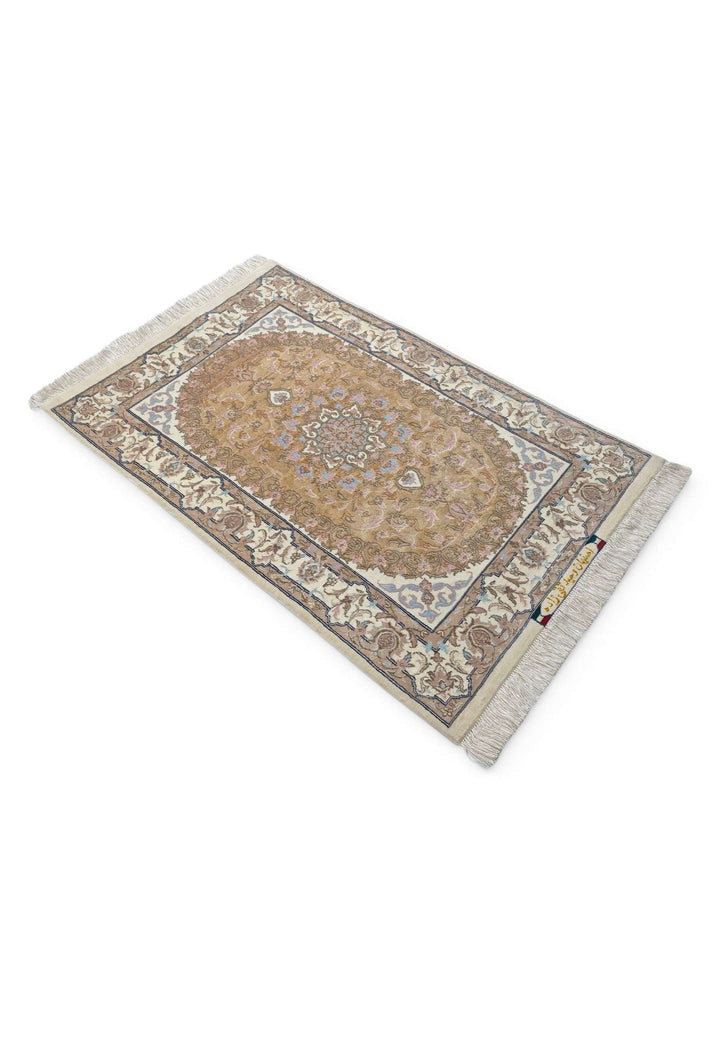 Camel Persian Isfahan Silk Rug, hand-knotted, 60×94cm, photo 5