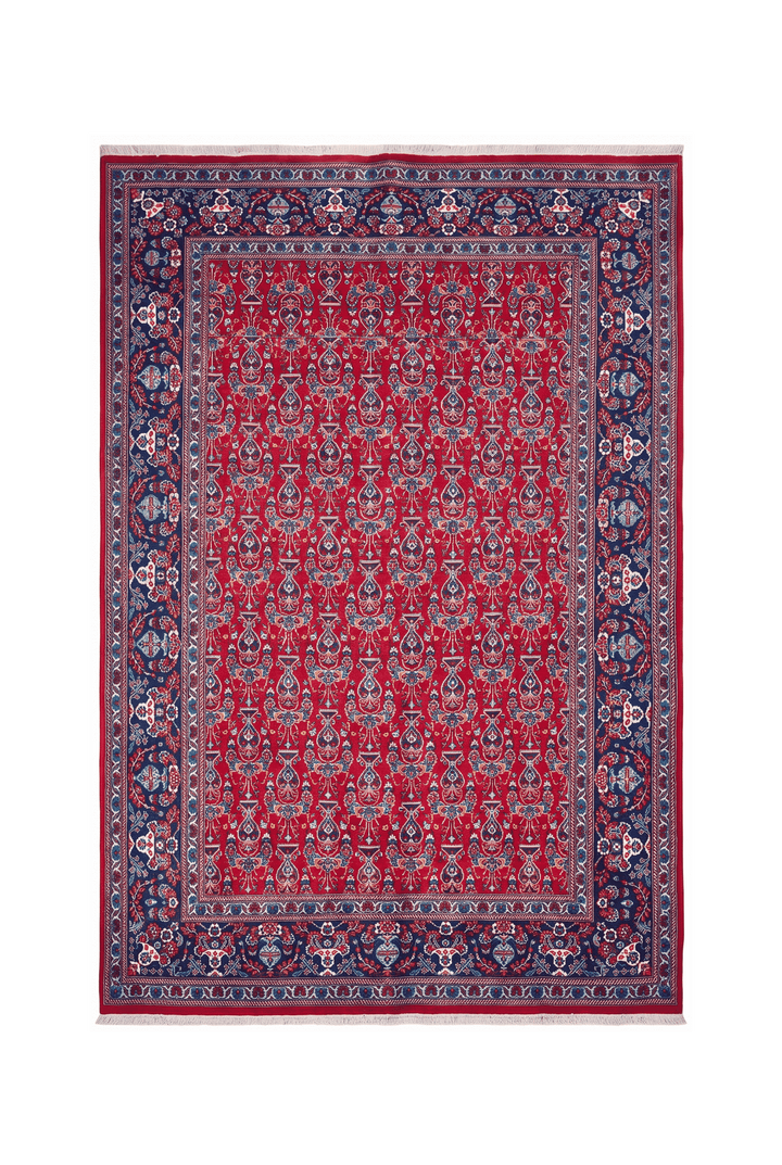 Cherry red boteh Moud rug, 197×294cm, about 4.5 tatami